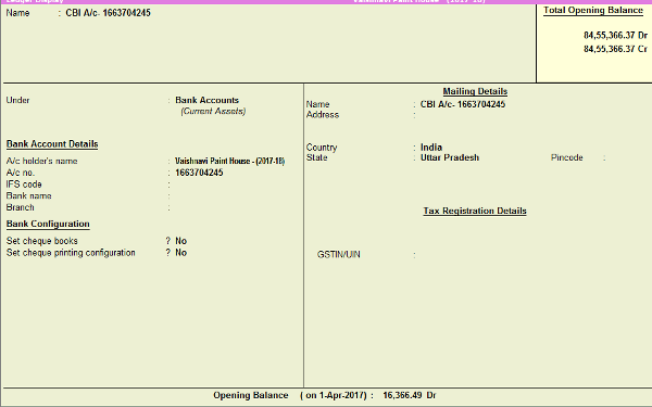 bank account ledger