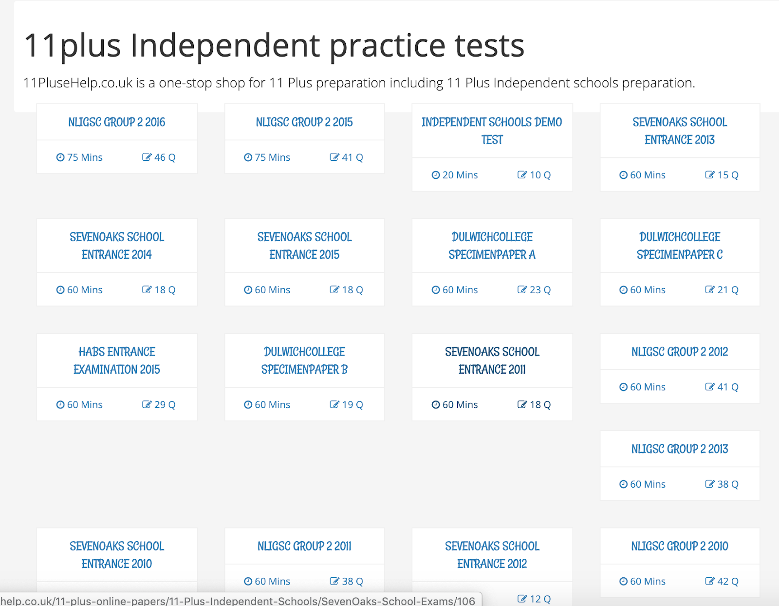 Independent School Tests