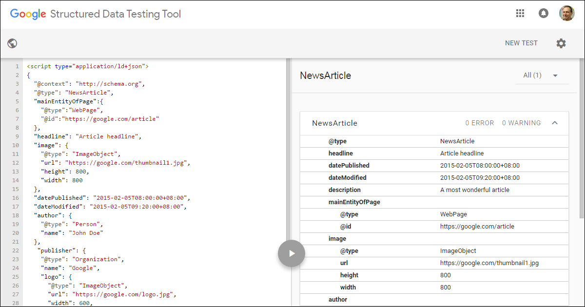 google data testing tool