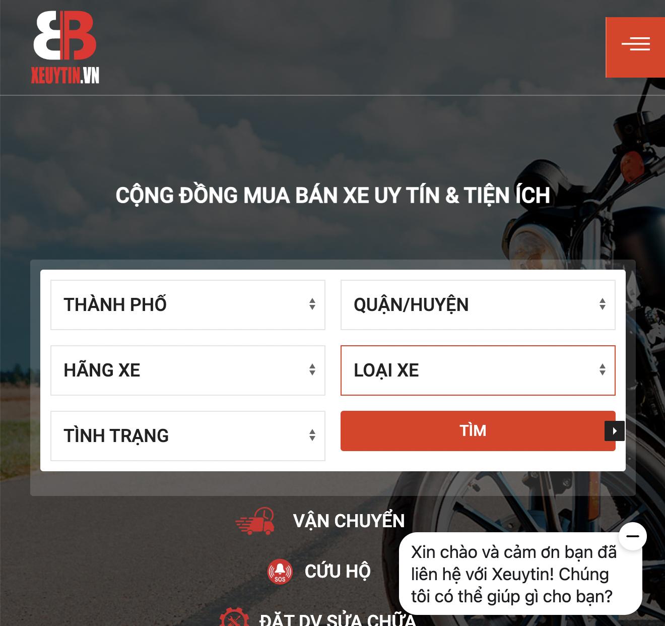 Website bán xe trực tuyến