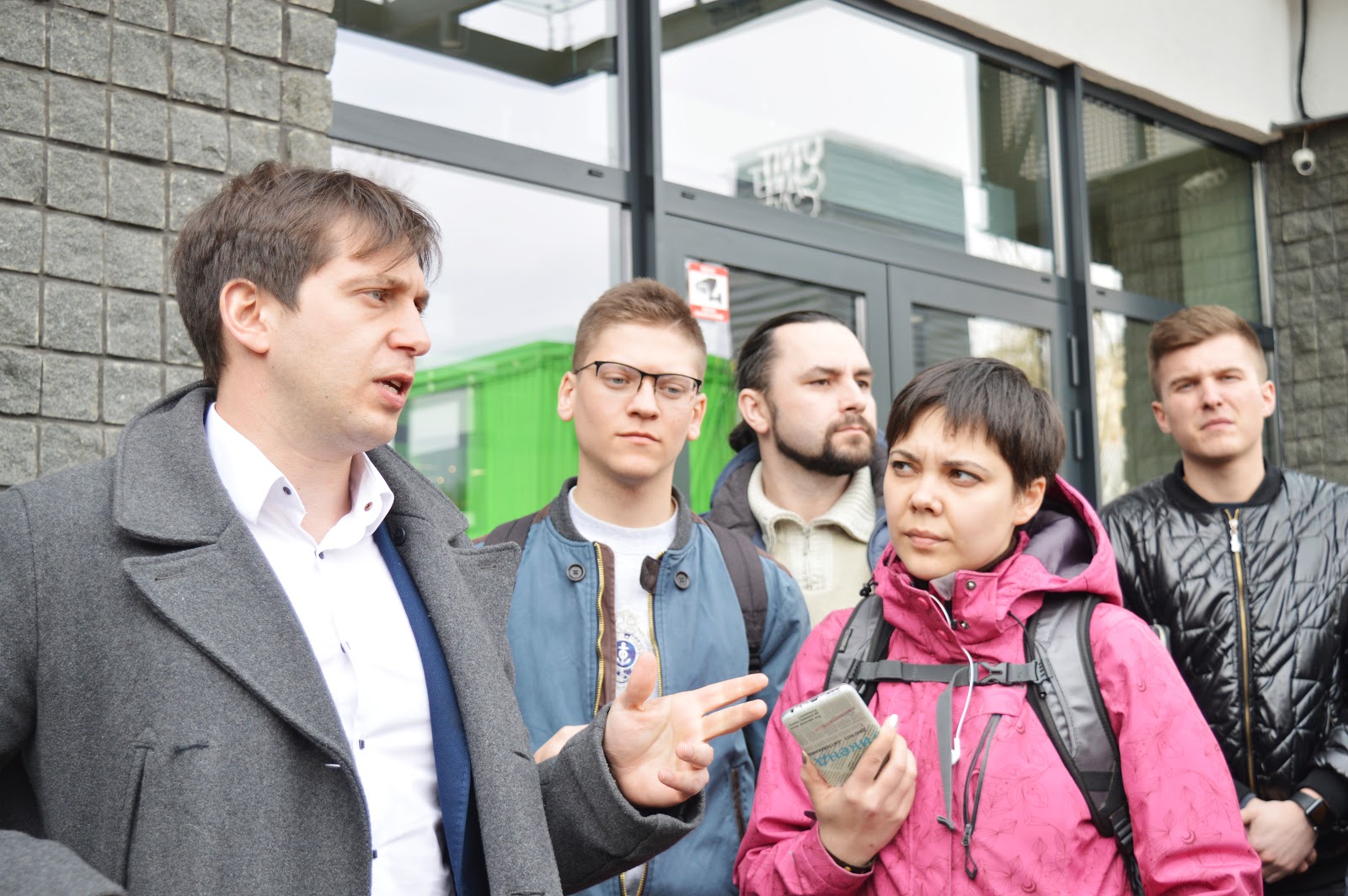 Maksym Yakover, managing partner of UNIT.City lead an exursion for visitors Photo: Euromaidan Press ~