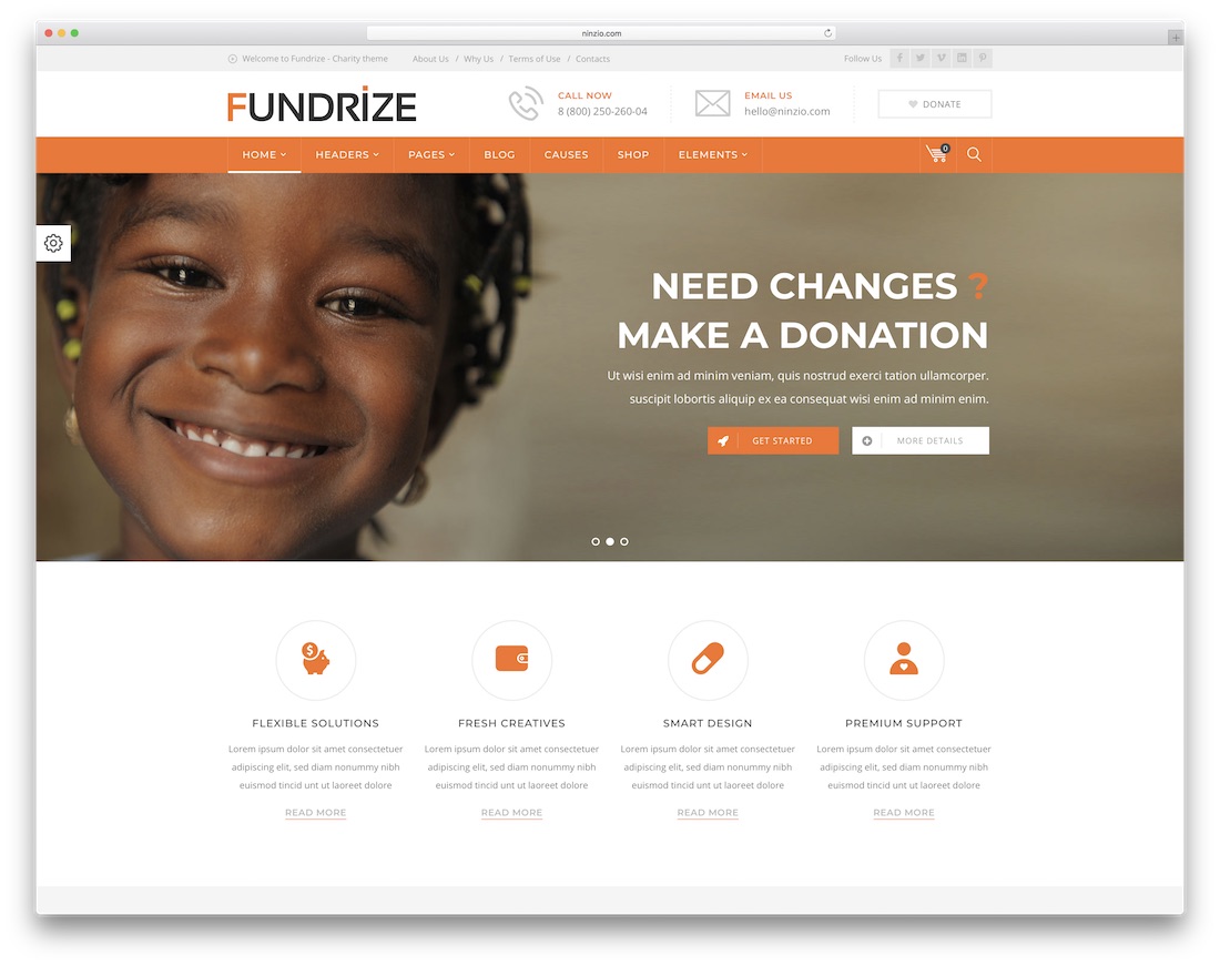 financiar donación y caridad tema de wordpress