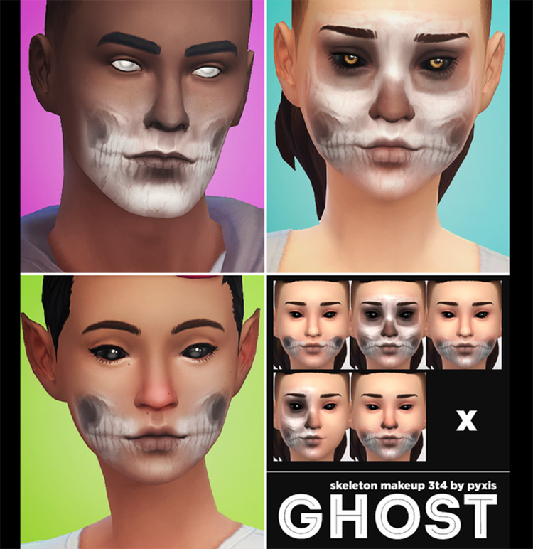 Ghost Skeleton Makeup CC for Sims 4