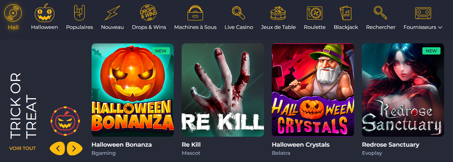 Catalogue de jeux Rolling Slots Casino