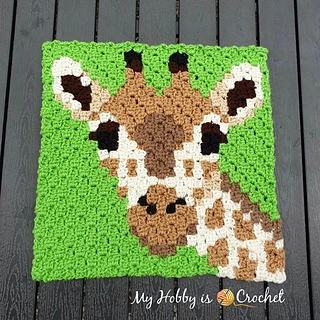 c2c crochet giraffe panel for blanket