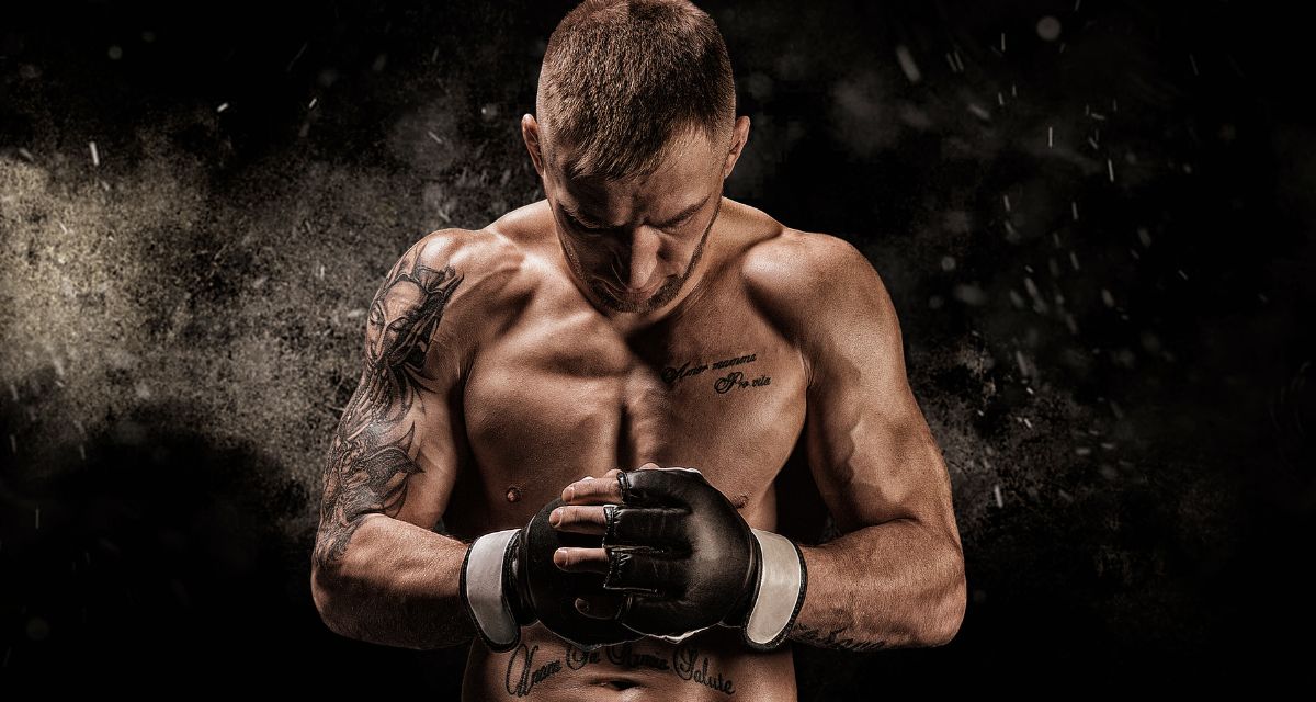 Mixed martial arts fighter in a mental and physical preparation.