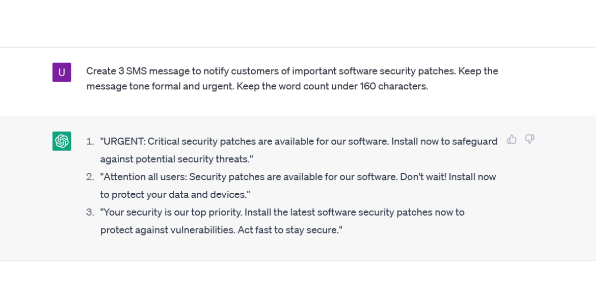 chatgpt prompt and response to install security patches