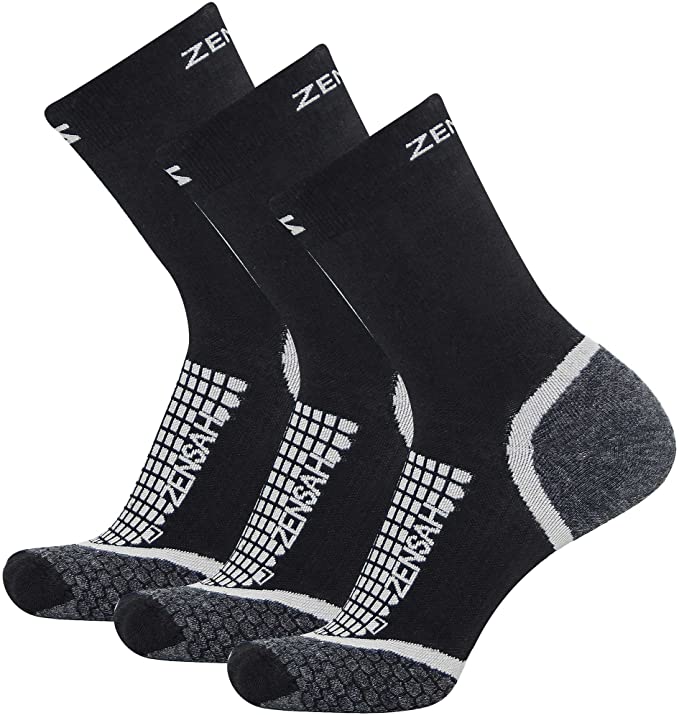 Zensah Grit Running Mini Crew Socks - Merino Wool, Moisture Wicking, No Blisters - Athletic Socks for Men and Women
