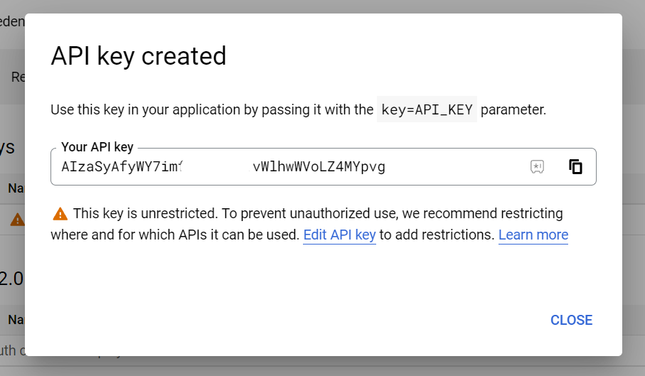 API Key created