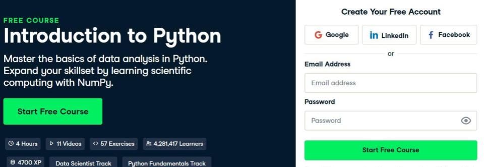 مقدمة إلى Python بواسطة DataCamp