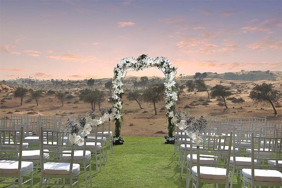 A wedding by the desert at the Al Wadi Desert, Ras Al Khaimah, a Ritz-Carlton Partner Hotel.