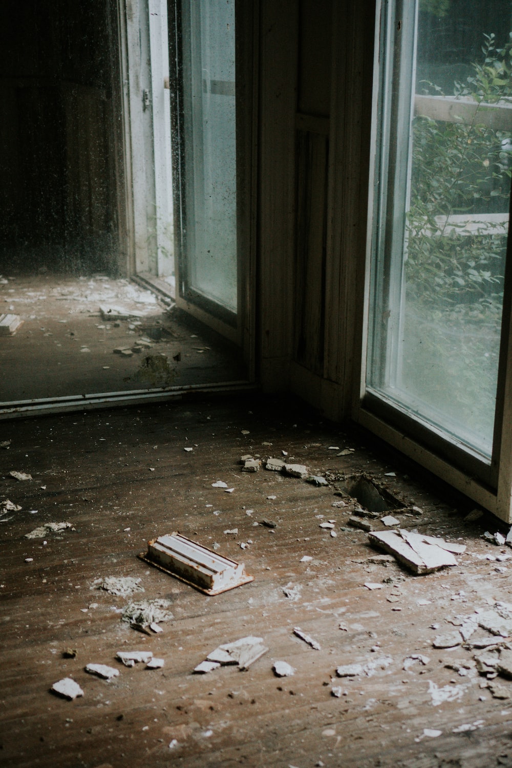 Debris inside room after a fire