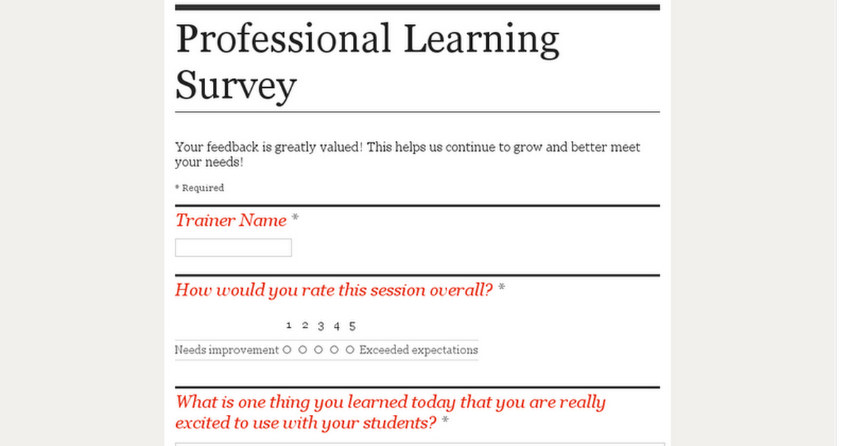 Professional Learning Survey