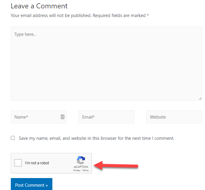 recaptcha on comment form wordpress