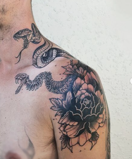 Reptile Snake Tattoo Design On Shoulder For Men