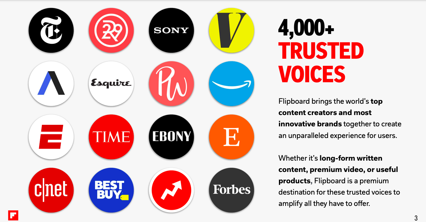 Over 4000 trusted brands use Flipboard. Including Sony, Forbes, and Esquire.
