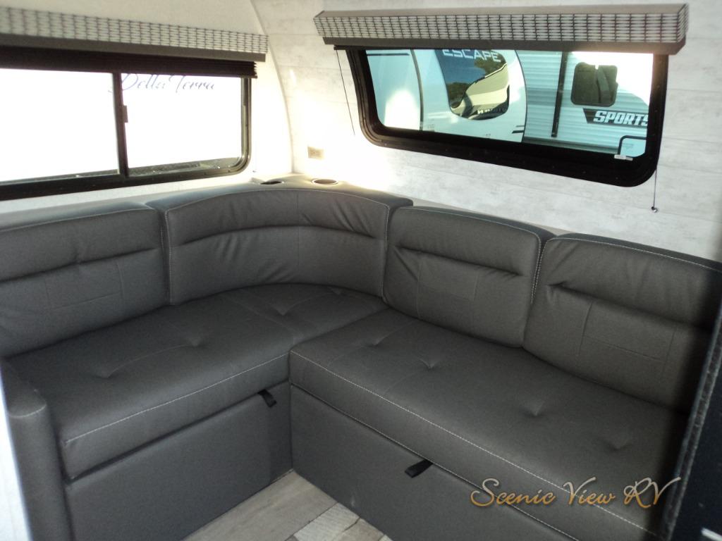 El lounge in the KZ Escape E 18 hatch travel trailer