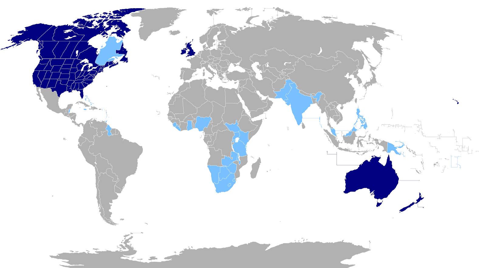 Resultado de imagen de paises donde se habla ingles lista