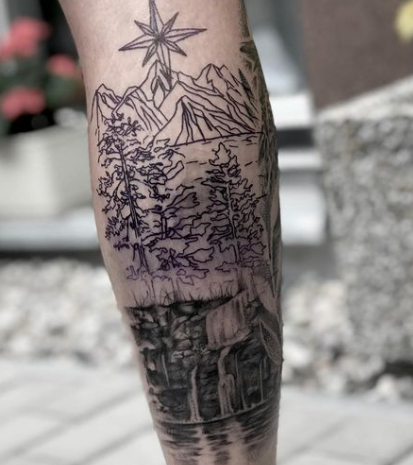 Into The Unknown Waterfall Tattoo