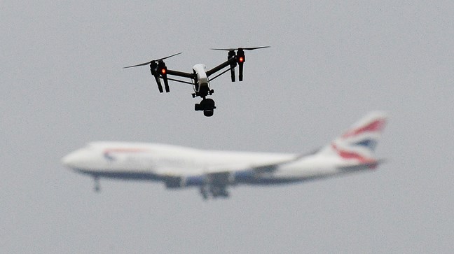 drone near a plane
