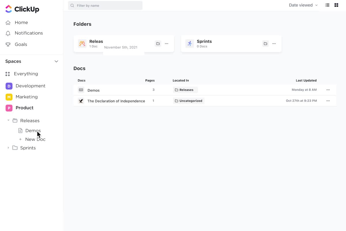 ClickUp used as a to do list app