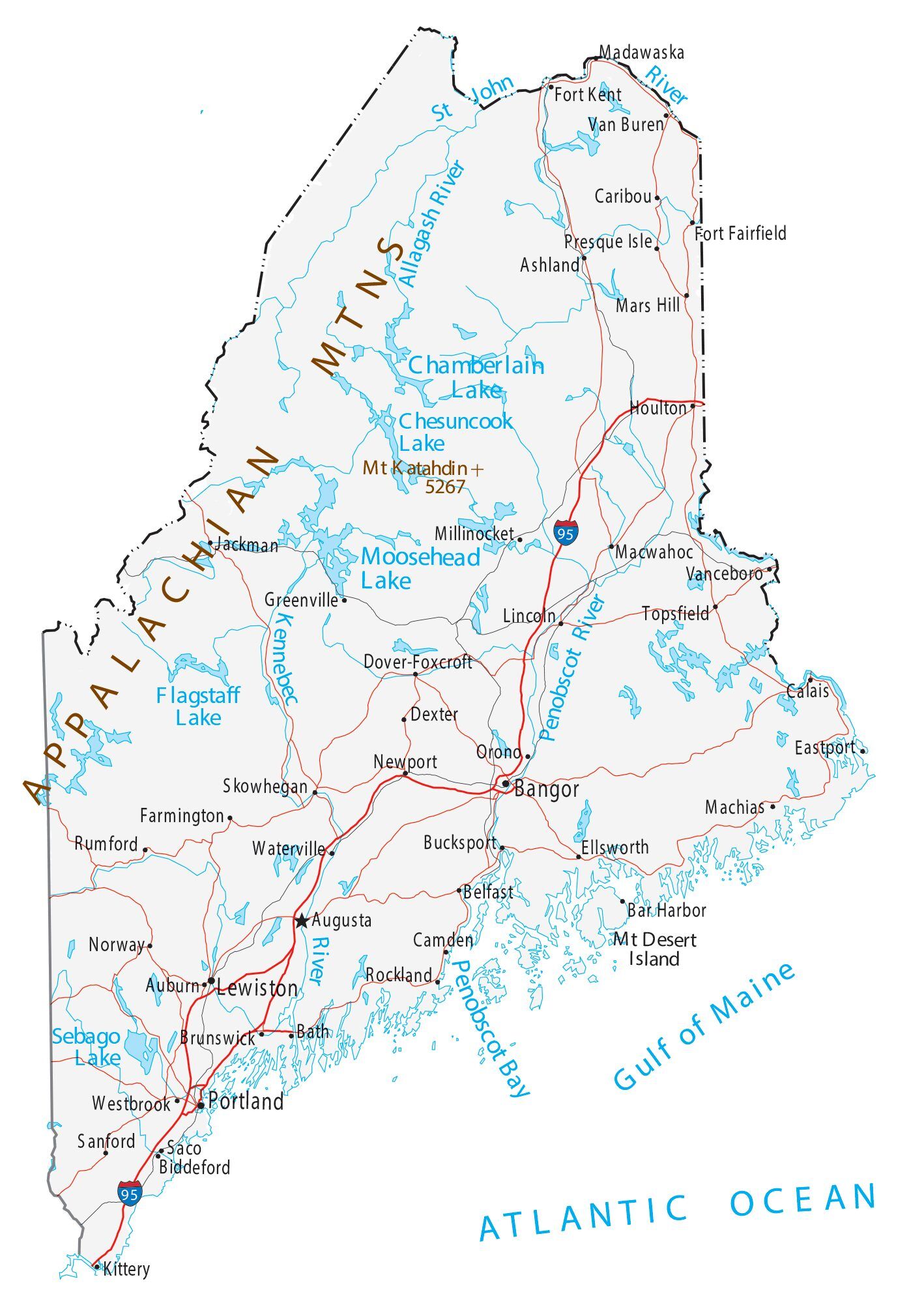 Mapas para imprimir de Maine, Estados Unidos