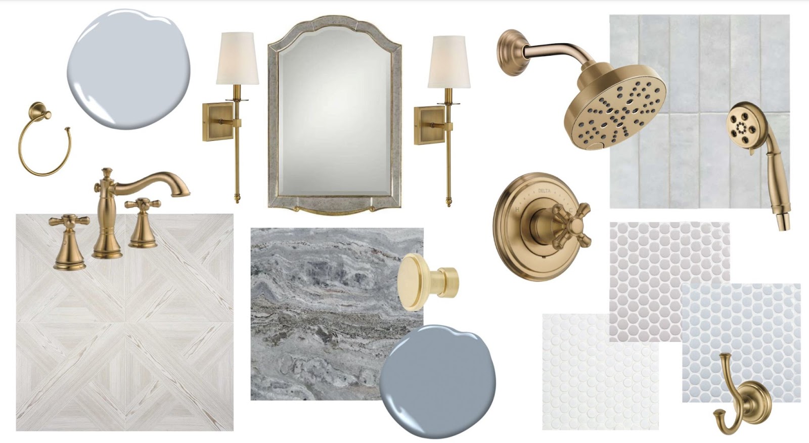 Timeless bathroom mood board