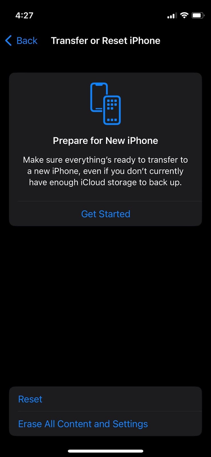 resetting iPhone to solve the tap to download not working issue in iPhone