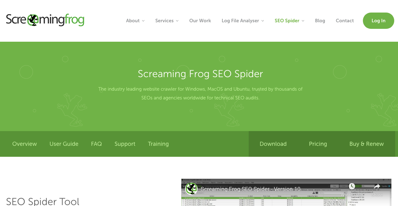 Screaming Frog Homepage