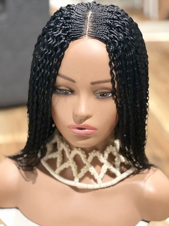 box braid wig on a mannequin