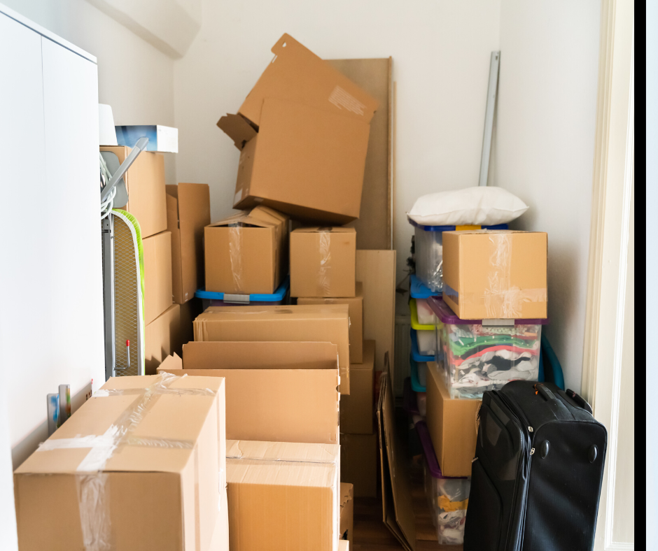 Boxes in a storage room