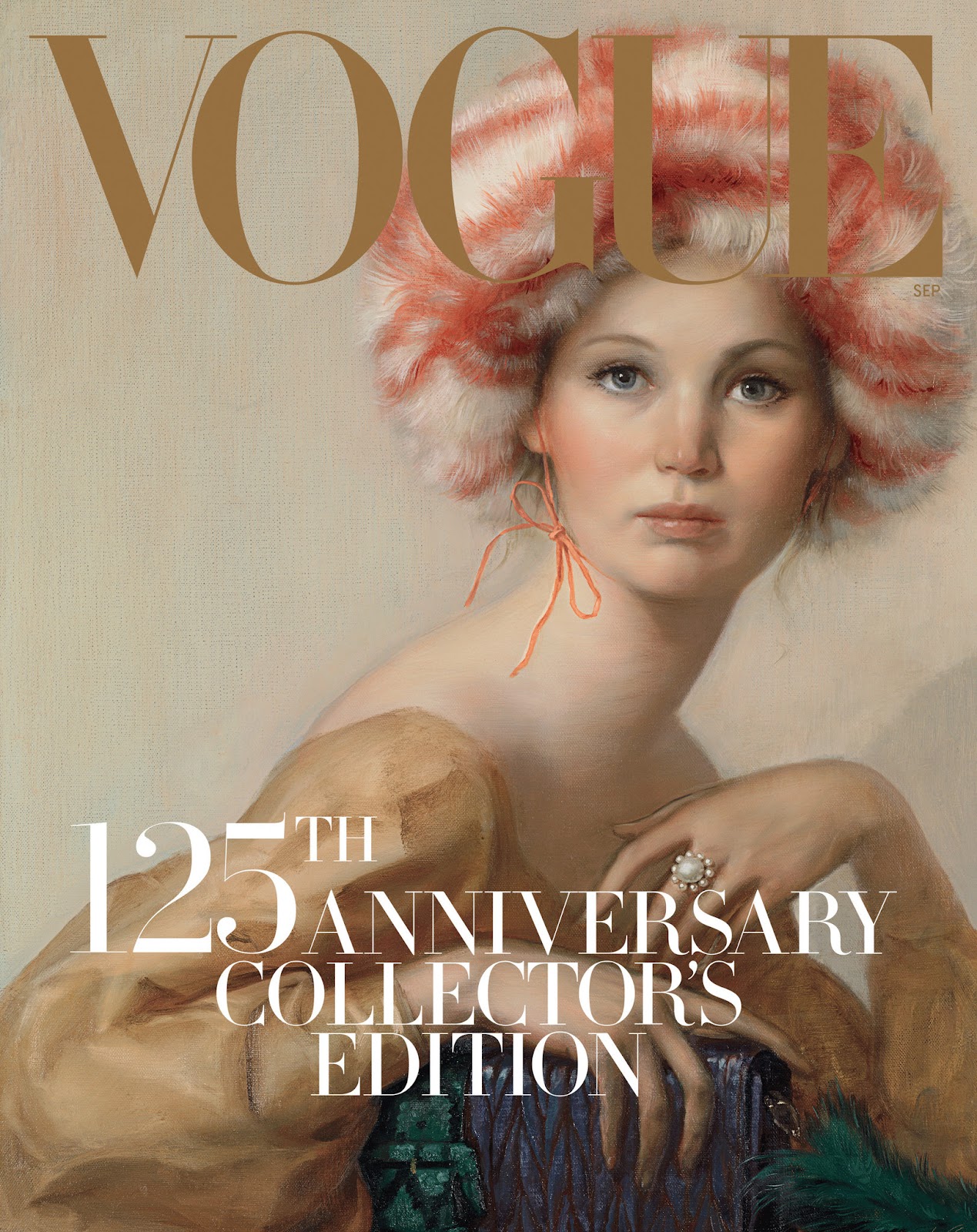 John Currin, Vogue cover featuring Jennifer Lawrence, September 2017 issue. 