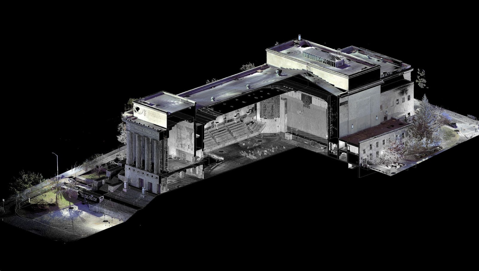 Laser scan data in color of the Worcester Memorial Auditorium
