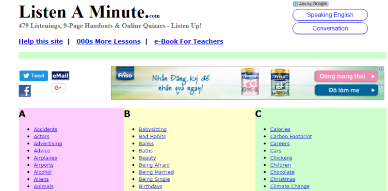 Listen A Minute - Website chất lượng luyện nghe chép chính tả tiếng Anh