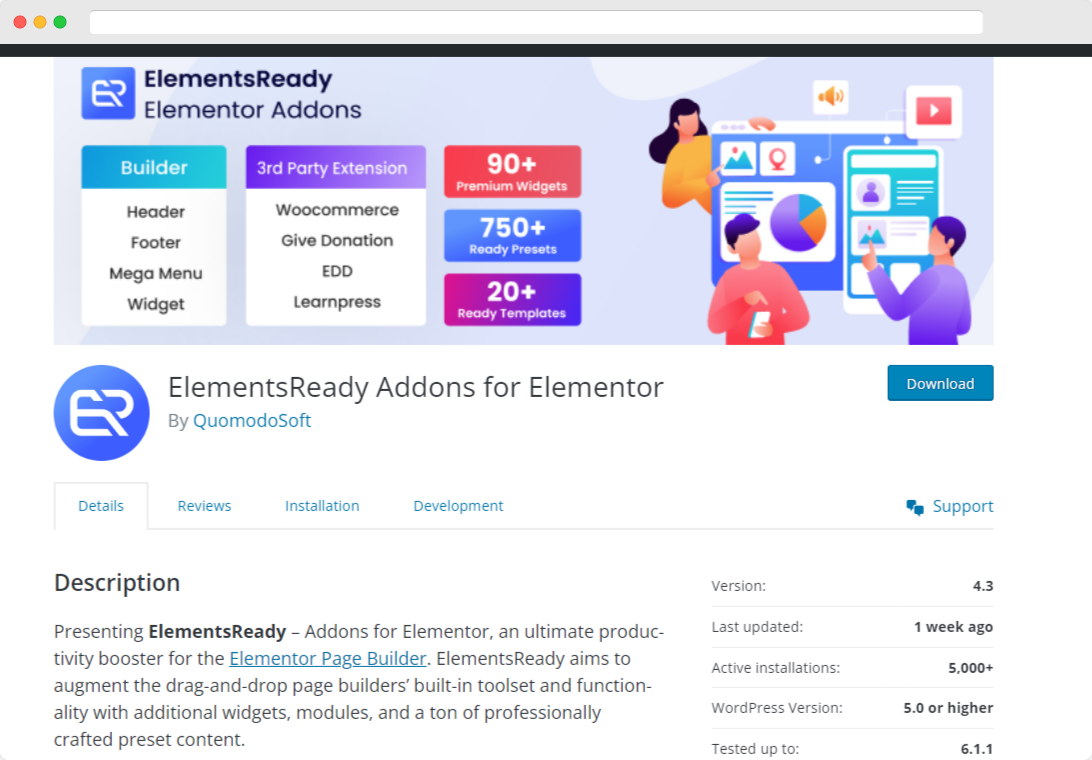 ElementsReady Elementor Addons WordPress.org Page