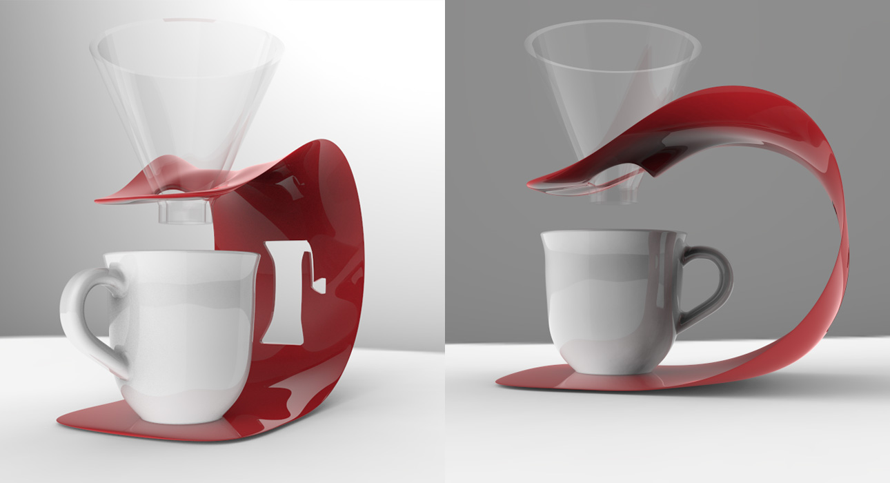 Red 3D Printed pour over coffee stand