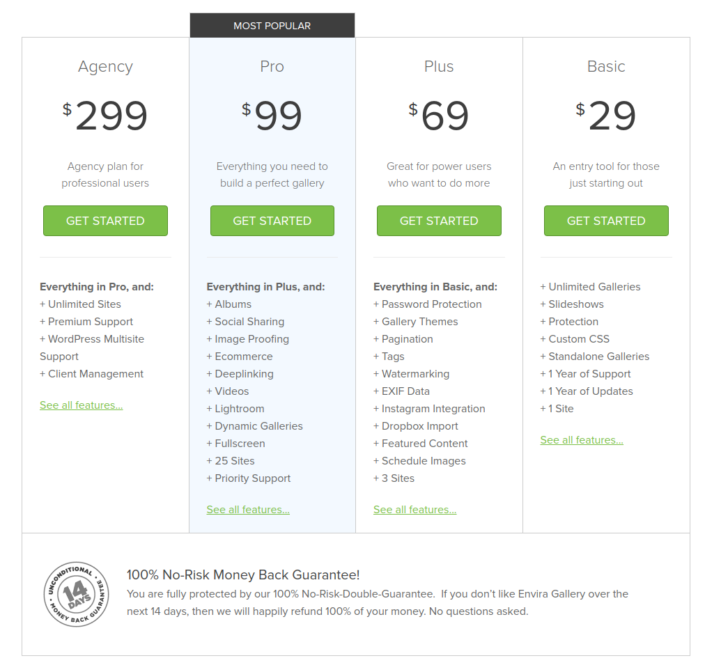 envira gallery wordpress gallery plugin pricing