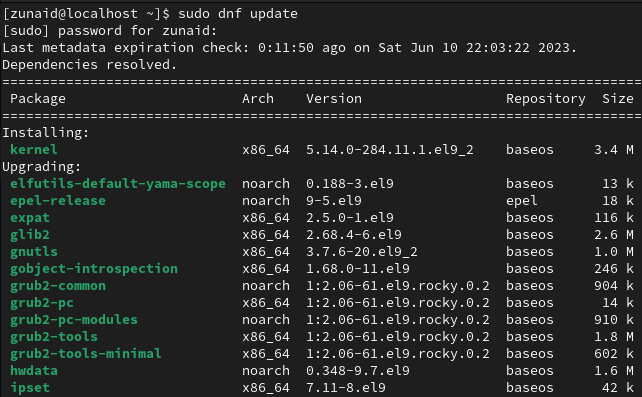 update rocky linux