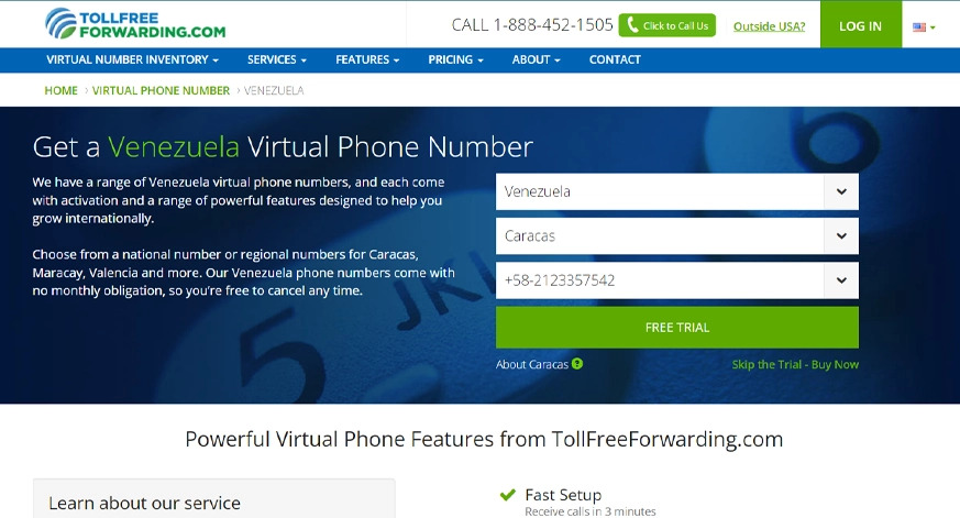 Tollfreeforwarding Venezuela Virtual Phone Number