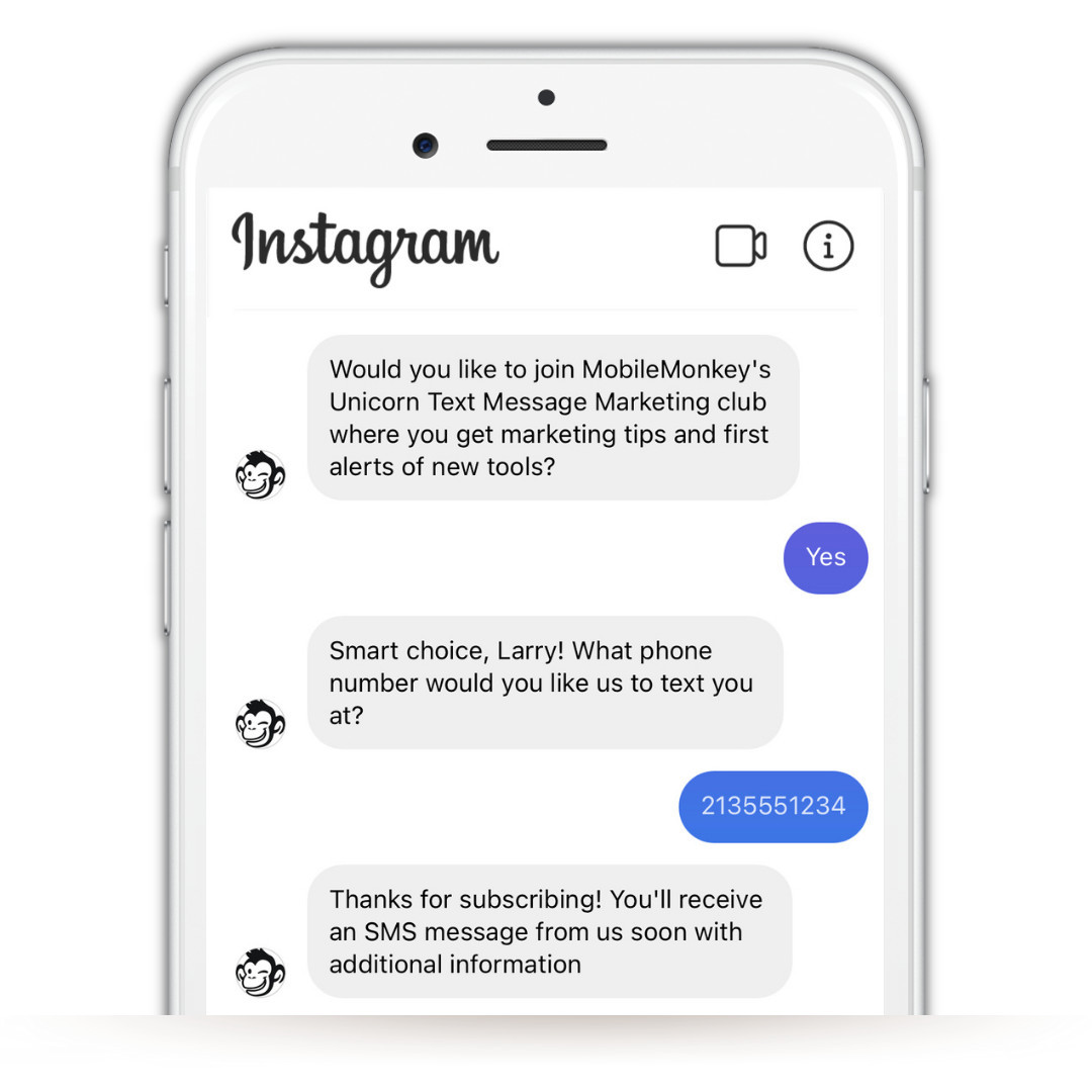 Instagram auto DM examples: grow your SMS list on Instagram