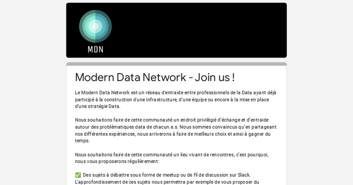 Modern Data Network - Join us !