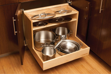 pot and pan roll out cabinet for kitchen remodel dura supreme custom built michigan