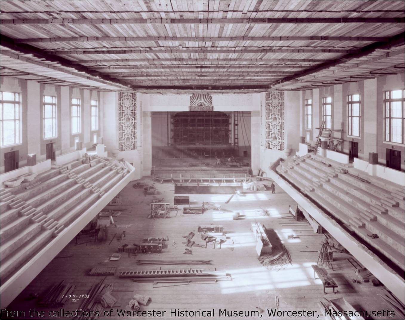 The Worcester Memorial Auditorium under construction (From the collection of the Worcester Historical Museum, Worcester, Massachusetts)