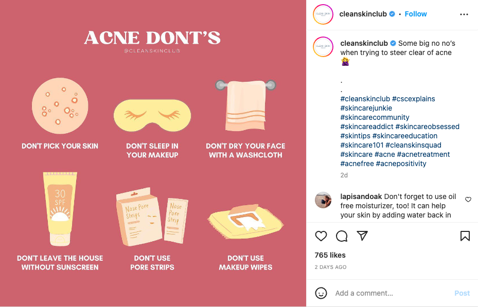 Custom acne graphic Instagram post.