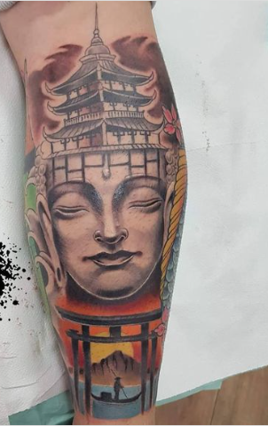 Peaceful World Buddha Tattoo