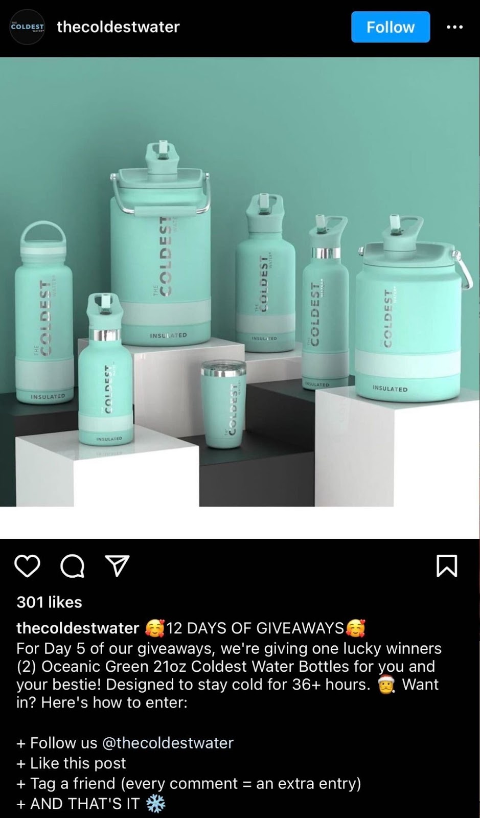 An example of a social media sweepstakes with an Instagram giveaway for social media campaign success