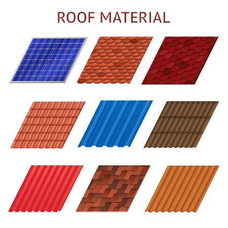 Different types of roofing material and colors