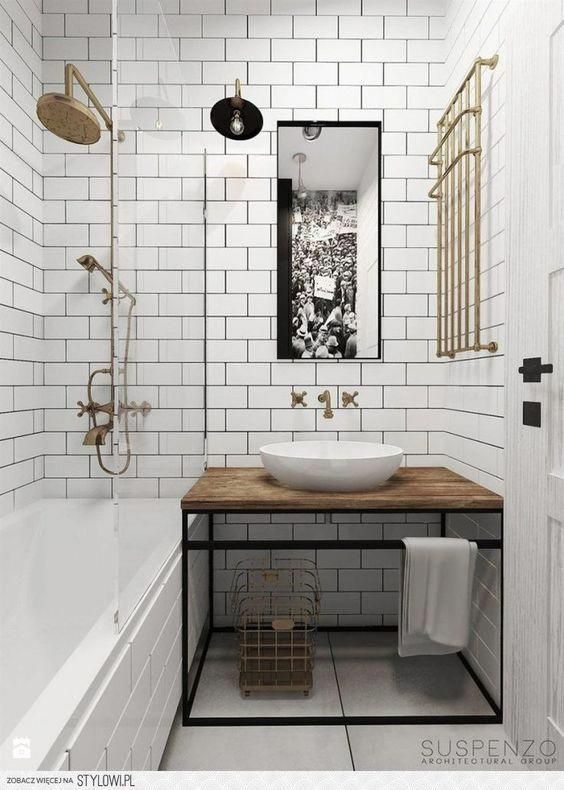 modern brown and white bathroom