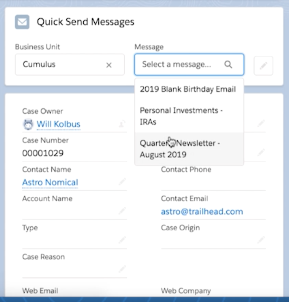 Quick send from the case in Salesforce Spring '20 release