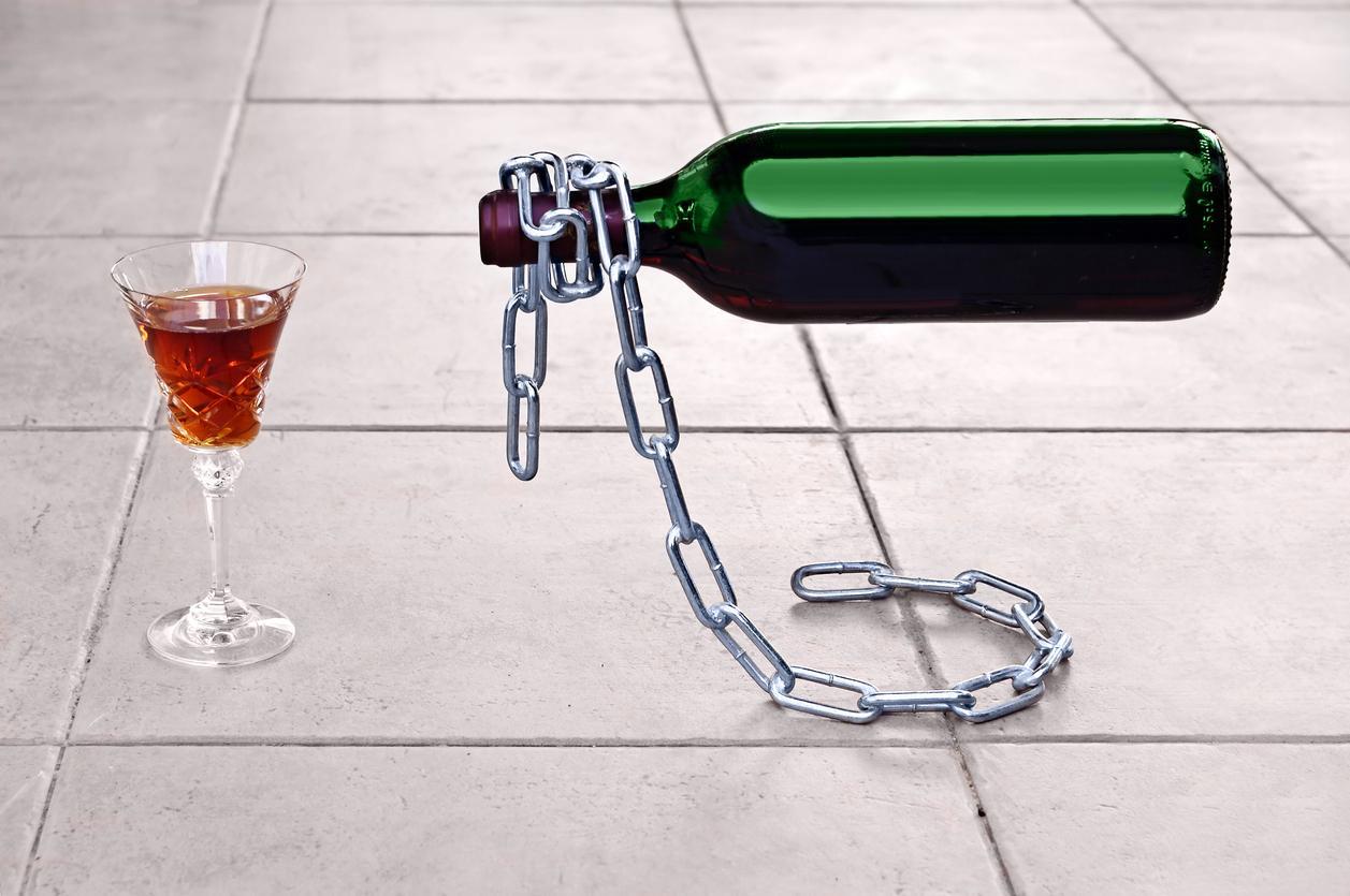 wine bottle with chain around it